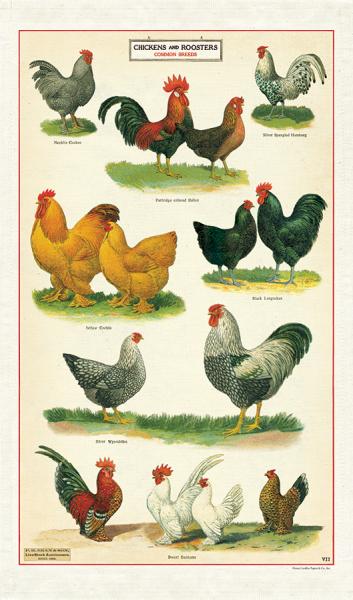 Vintage Geschirrtuch Hühner & Hähne von Cavallini