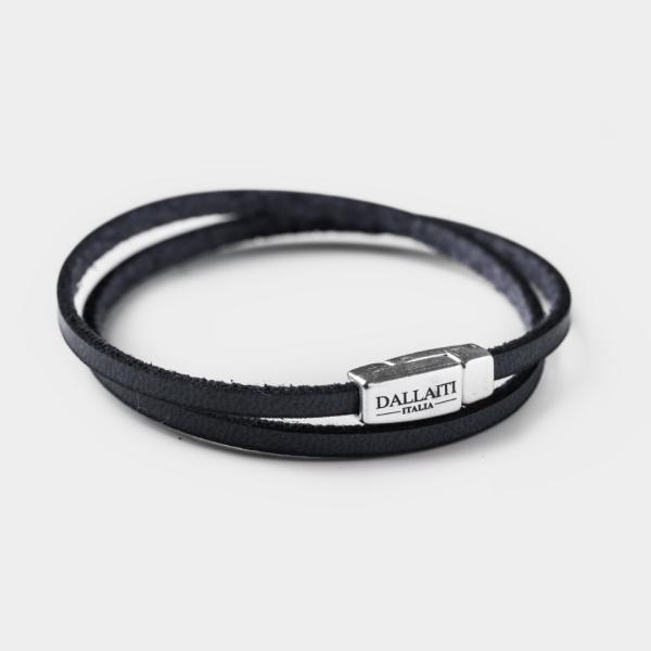 Apple Skin Armband mit einem 3 mm breiten Doppelband in schwarz und einem Magnetverschluss aus Metall - Grösse S - von Dallaiti